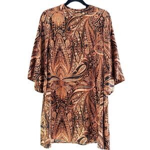 Richard Allen x H&M Women's Wide Sleeve Paisley Print Tunic Top Size 10